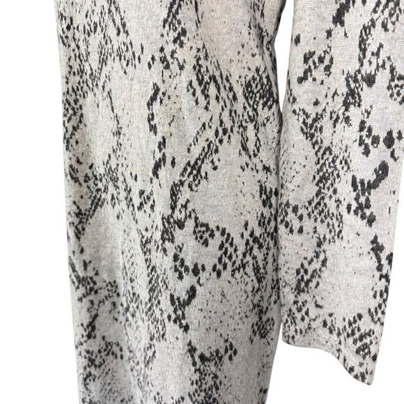 M&S Collection Snakeskin Long Sleeve Midi Sheath Knit Dress Beige Mock Neck sz 8 - Picture 9 of 16